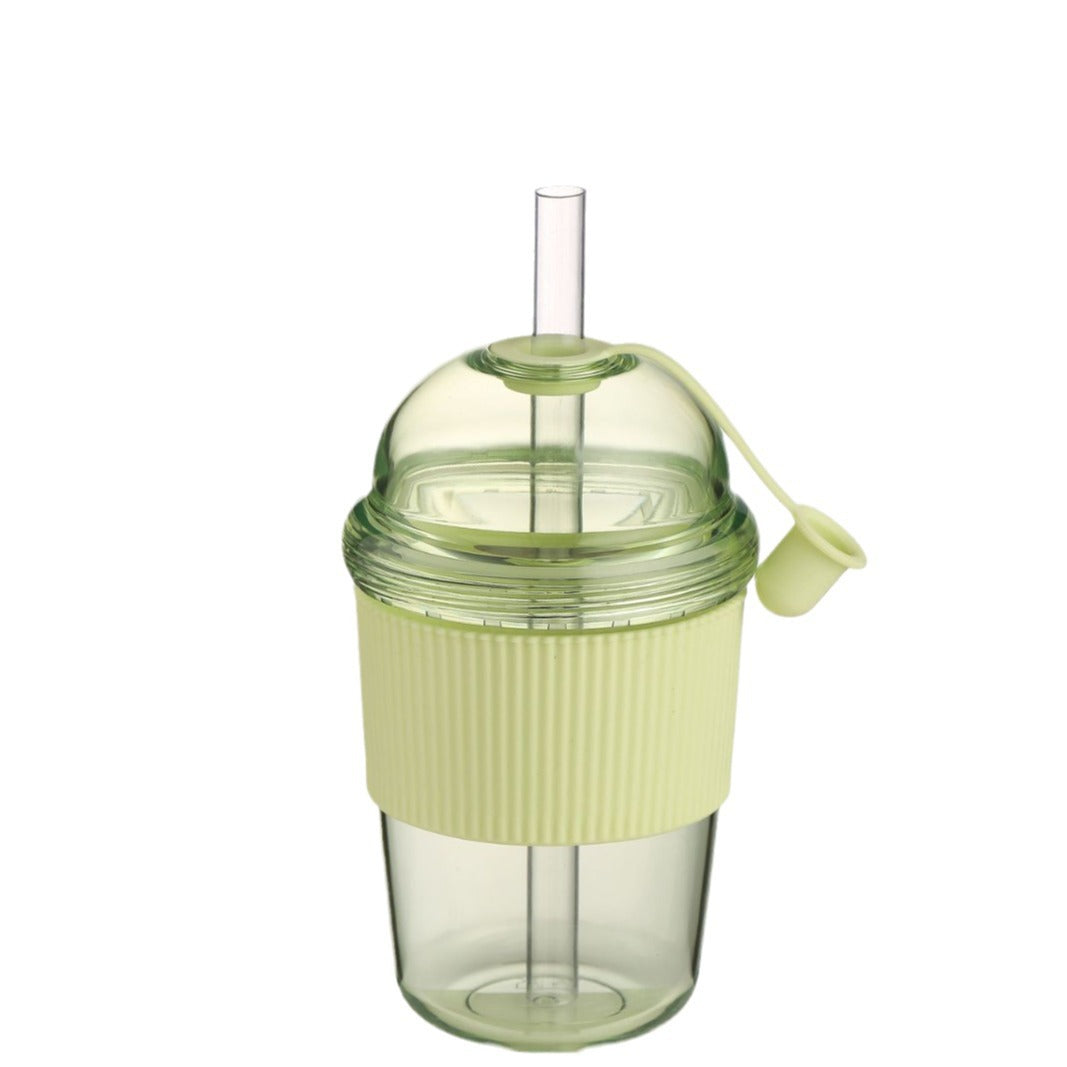 AS cute double-layer plastic straw cup high value female student high temperature resistant plastic water cup cute portable cup