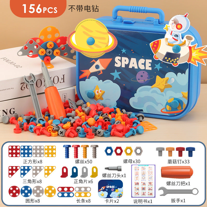 Complete screwdriver toolbox set for boys with electric drill, perfect for DIY repair and screw assembly