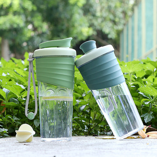 Ainmei new fitness outdoor sports water cup hand rope single-layer plastic cup milkshake shaking cup spot wholesale