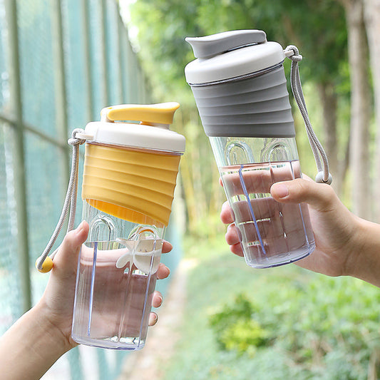 Ainmei new fitness outdoor sports water cup hand rope single-layer plastic cup milkshake shaking cup spot wholesale