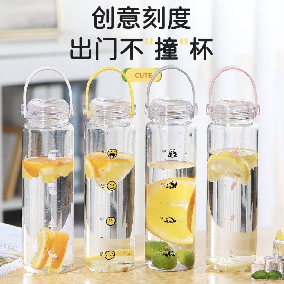 2024 new simple plastic water cup with handle cute student portable personalized creative trend graduated portable cup