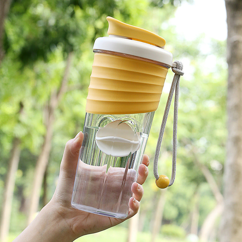 Ainmei new fitness outdoor sports water cup hand rope single-layer plastic cup milkshake shaking cup spot wholesale