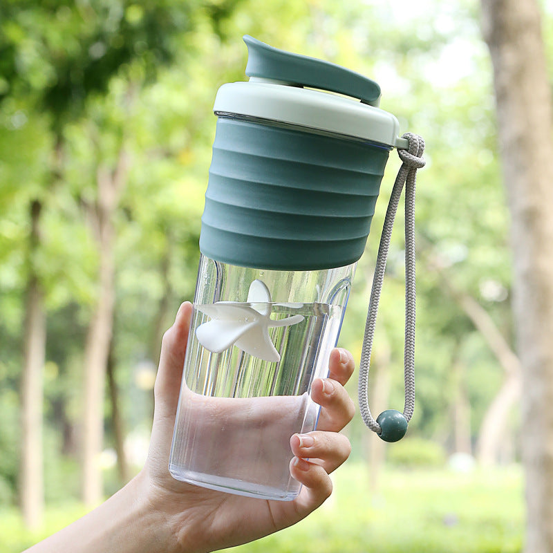 Ainmei new fitness outdoor sports water cup hand rope single-layer plastic cup milkshake shaking cup spot wholesale