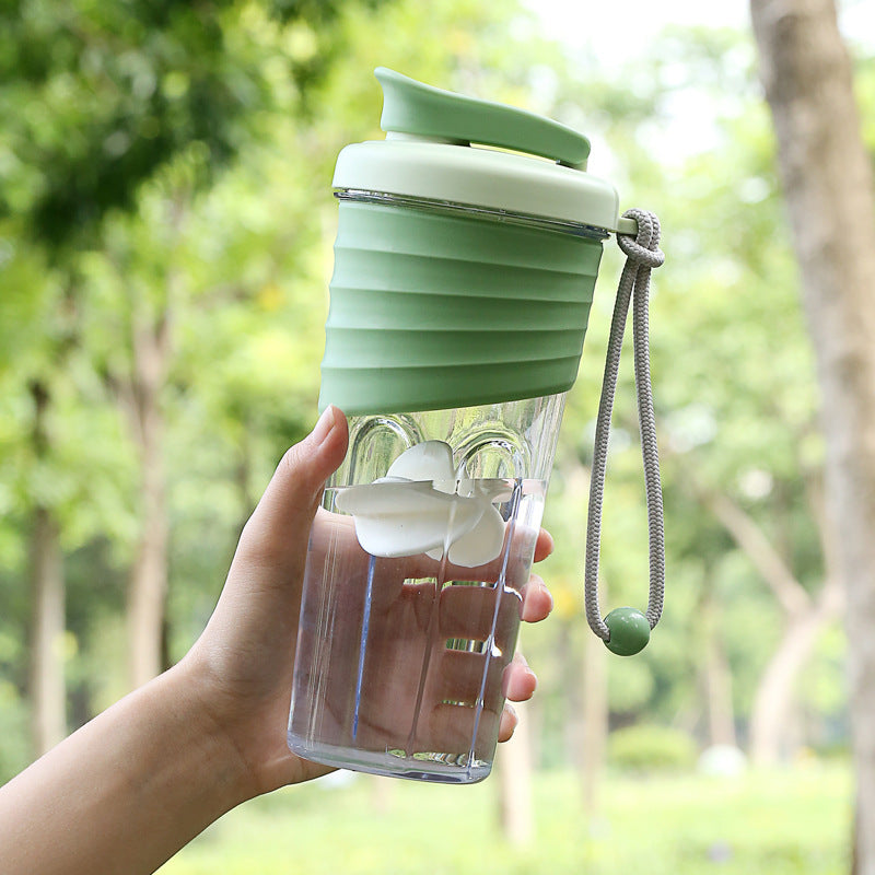 Ainmei new fitness outdoor sports water cup hand rope single-layer plastic cup milkshake shaking cup spot wholesale