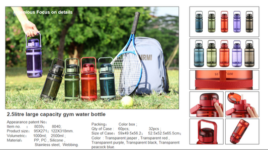 2.5 Litre Larger Capacity Gym Water Bottle